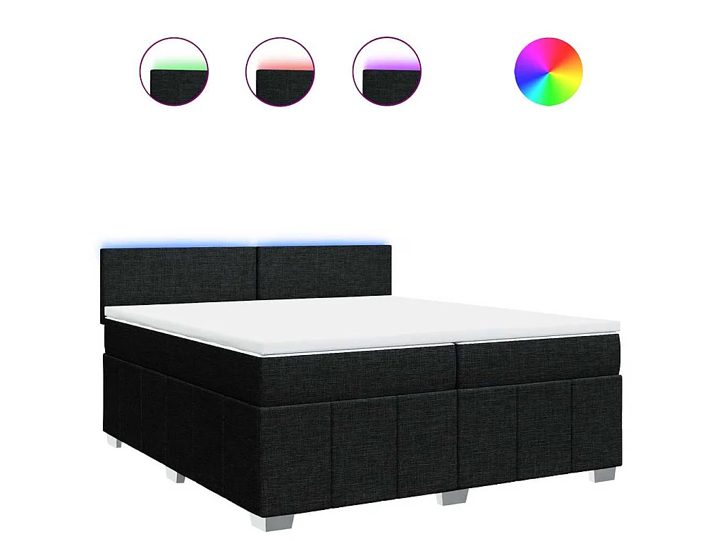 Boxspring met matras stof zwart 200x200 cm