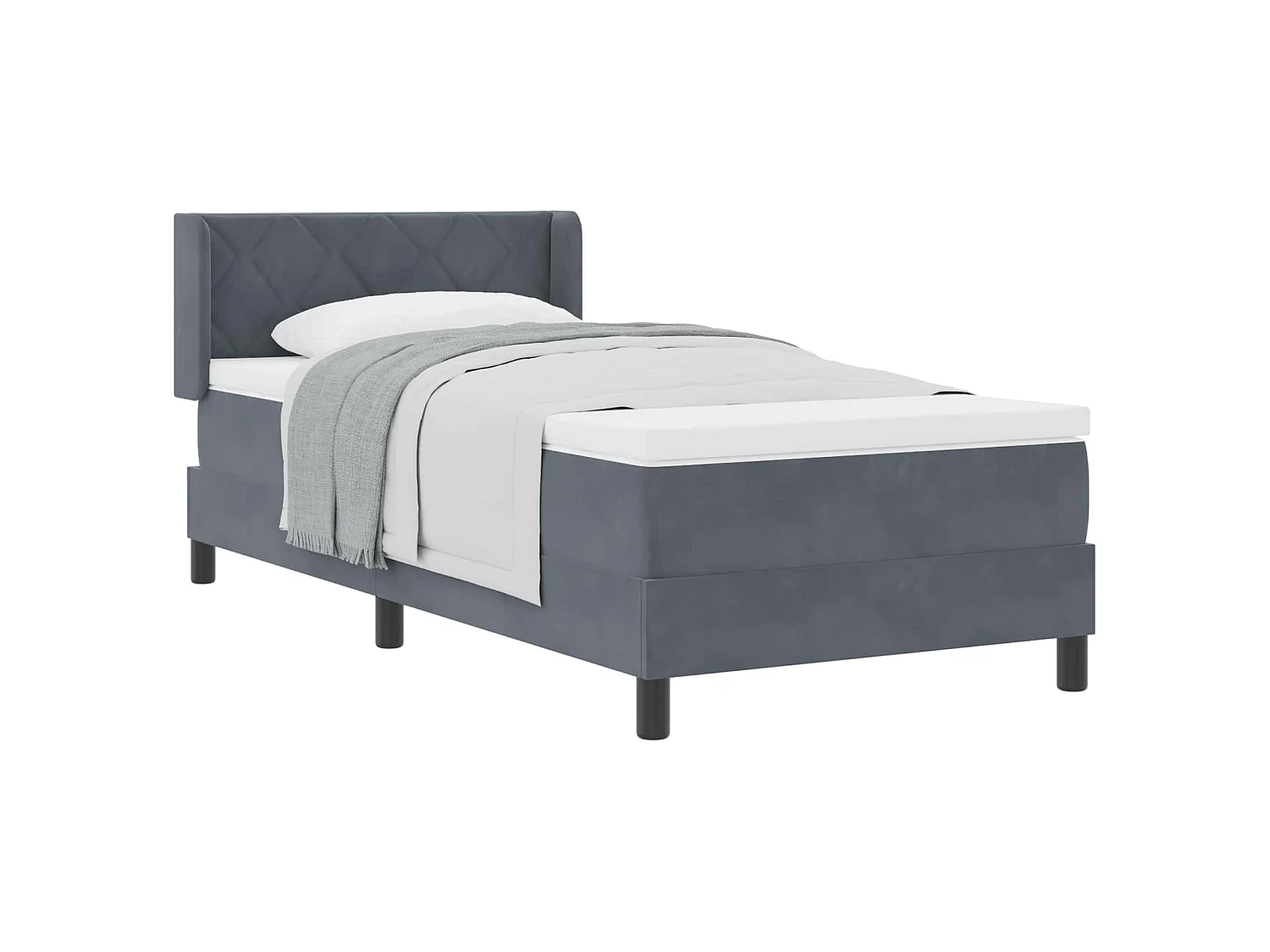 Boxspringbed met Matras Zwart 100x200 cm Fluweel Donkergrijs