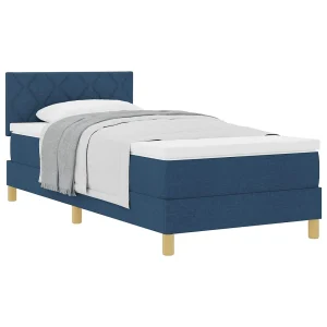 Boxspringbed met matras met matras Blauw 100 x 200 cm Stof Boxspringbed met matras met matras Blauw 100 x 200 cm Stof