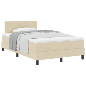 Boxspringbed met matras met matras Crème 120 x 190 cm Stof Boxspringbed met matras met matras Crème 120 x 190 cm Stof