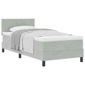Boxspringbed met Matras met matras Lichtgrijs 90 x 200 cm Stof Boxspringbed met Matras met matras Lichtgrijs 90 x 200 cm Stof