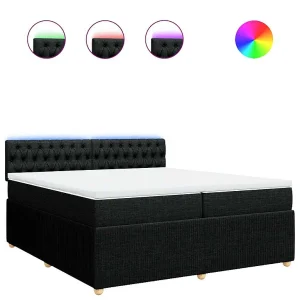 Boxspring met matras stof zwart 200×200 cm Boxspring met matras stof zwart 200×200 cm