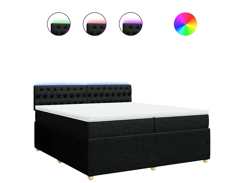 Boxspring met matras stof zwart 200x200 cm