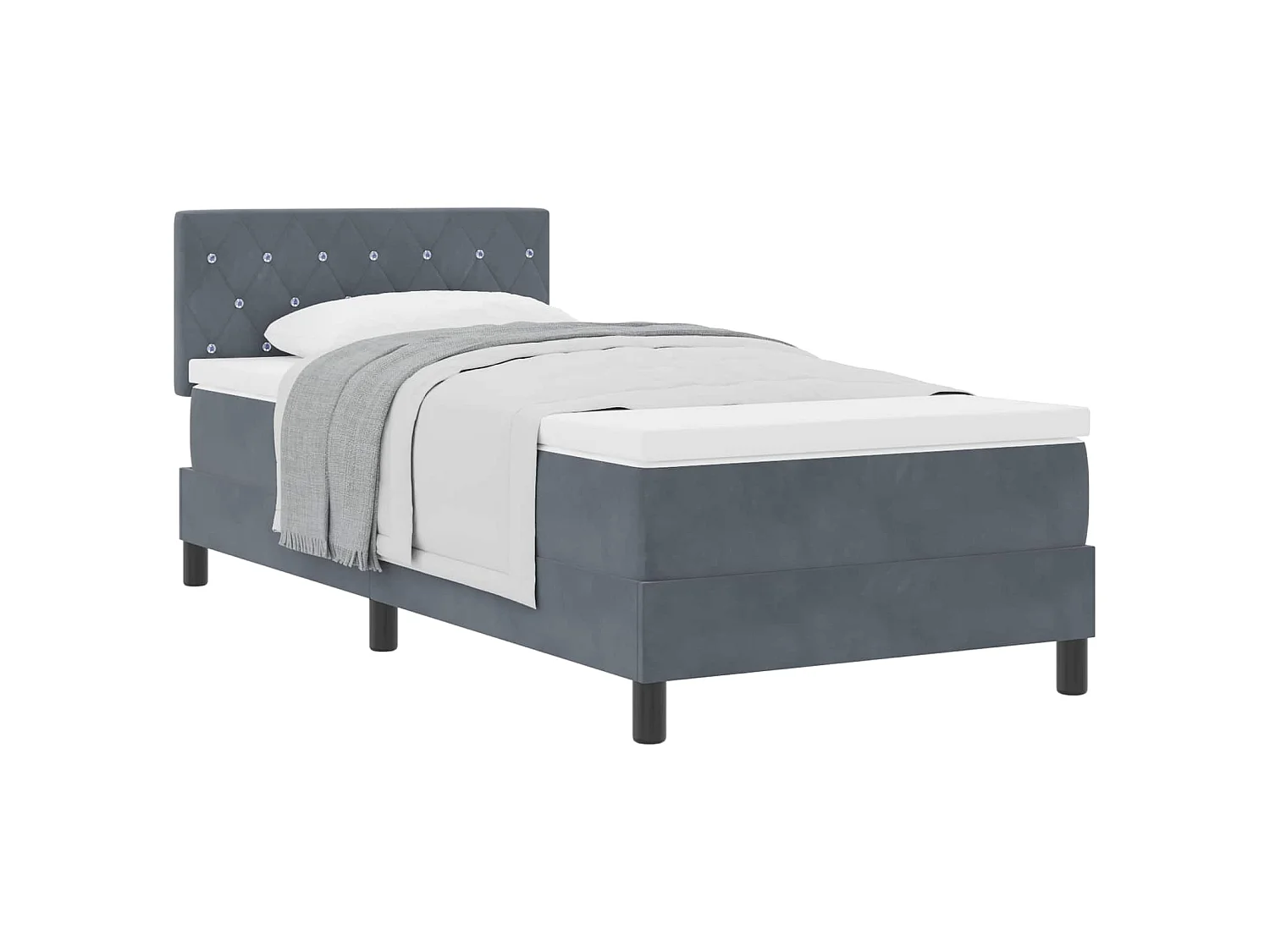 Boxspringbed met Matras Donkergrijs 100 x 200 cm Stof