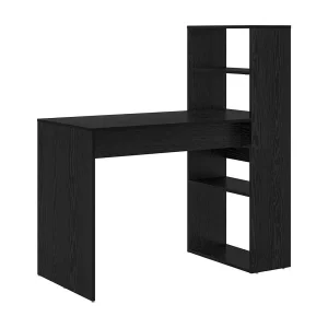 Bureau met plank Zwart Eiken 113 x 54 x 120 cm Bewerkt hout Bureau met plank Zwart Eiken 113 x 54 x 120 cm Bewerkt hout