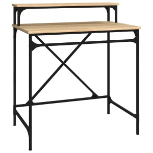 Bureau 80x50x90 cm bewerkt hout en ijzer sonoma eikenkleurig