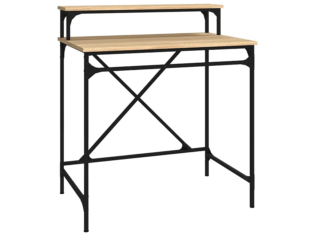 Bureau 80x50x90 cm bewerkt hout en ijzer sonoma eikenkleurig