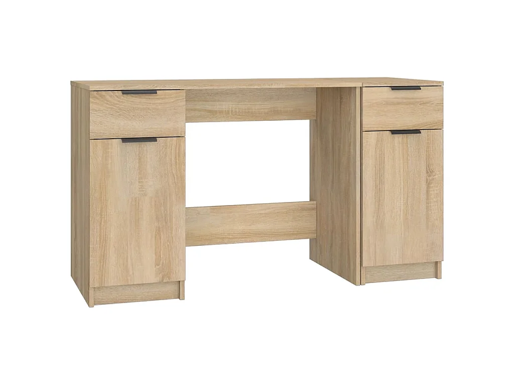 Bureau met bijzetkast bewerkt hout sonoma eikenkleurig
