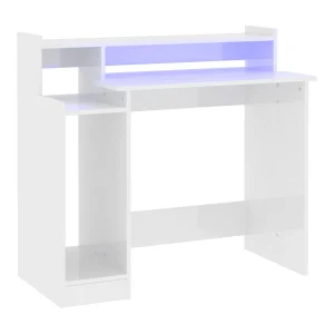 Bureau met LED-verlichting 97x45x90 cm hout hoogglans wit