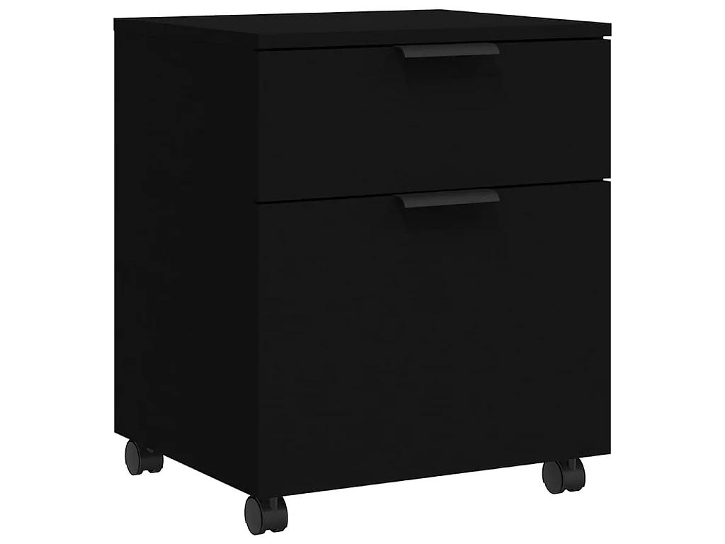 Dossierkast verrijdbaar 45x38x54 cm bewerkt hout zwart