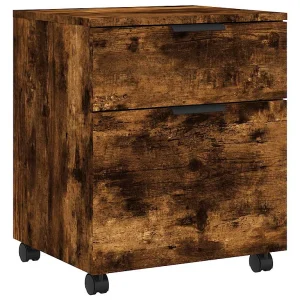 Dossierkast verrijdbaar 45x38x54 cm bewerkt hout gerookt eiken
