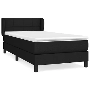 Boxspring met matras stof zwart 90×200 cm Boxspring met matras stof zwart 90×200 cm