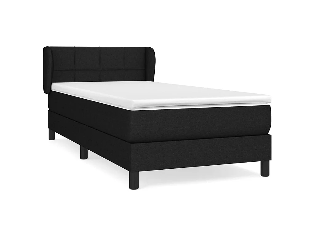 Boxspring met matras stof zwart 90x200 cm
