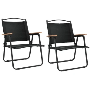 Campingstoelen 2 st 54x55x78 cm oxford stof zwart Campingstoelen 2 st 54x55x78 cm oxford stof zwart