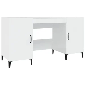 Bureau 140x50x75 cm bewerkt hout hoogglans wit