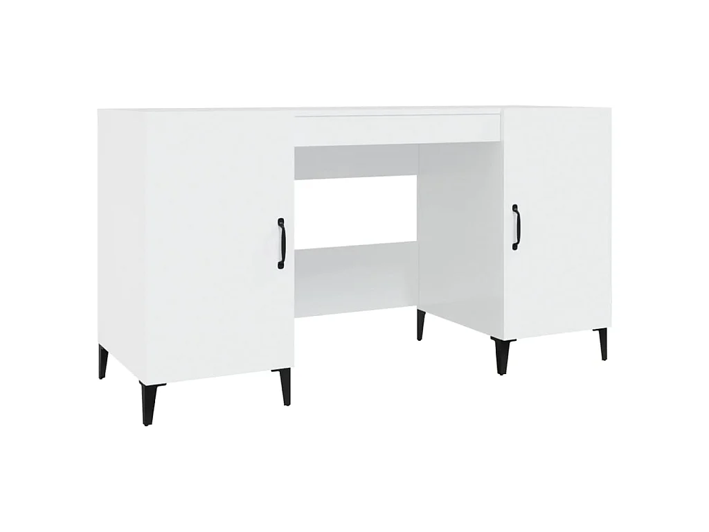 Bureau 140x50x75 cm bewerkt hout hoogglans wit