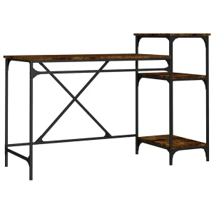Bureau 135x50x90 cm bewerkt hout en ijzer gerookt eikenkleurig
