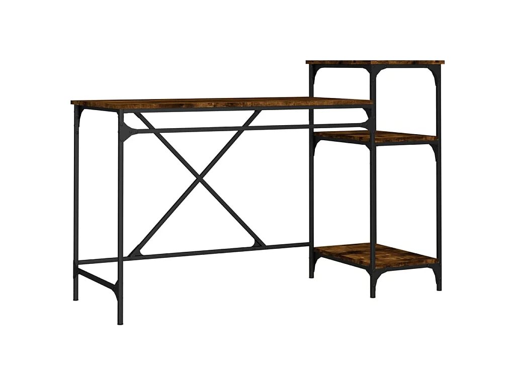 Bureau 135x50x90 cm bewerkt hout en ijzer gerookt eikenkleurig