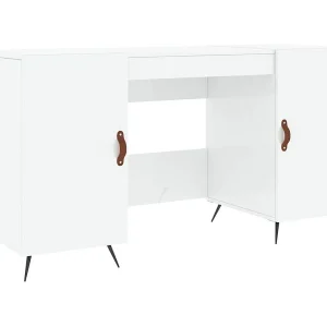 Bureau 140x50x75 cm bewerkt hout hoogglans wit