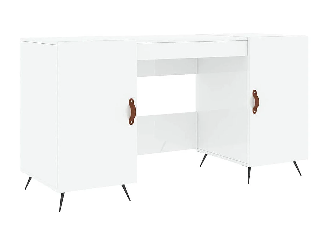 Bureau 140x50x75 cm bewerkt hout hoogglans wit