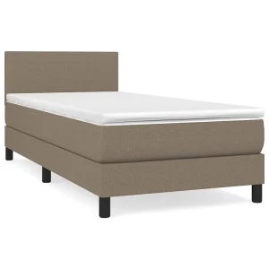 Boxspring met matras stof taupe 90×200 cm