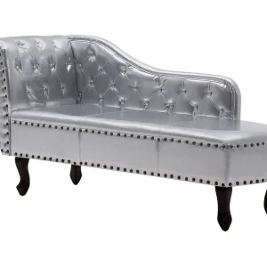 Chaise longue kunstleer zilverkleurig