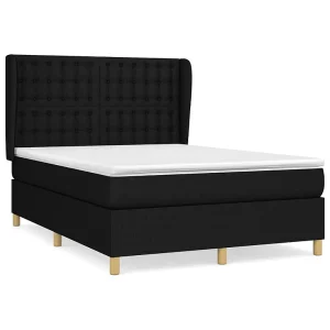 Boxspring met matras stof zwart 140×190 cm Boxspring met matras stof zwart 140×190 cm