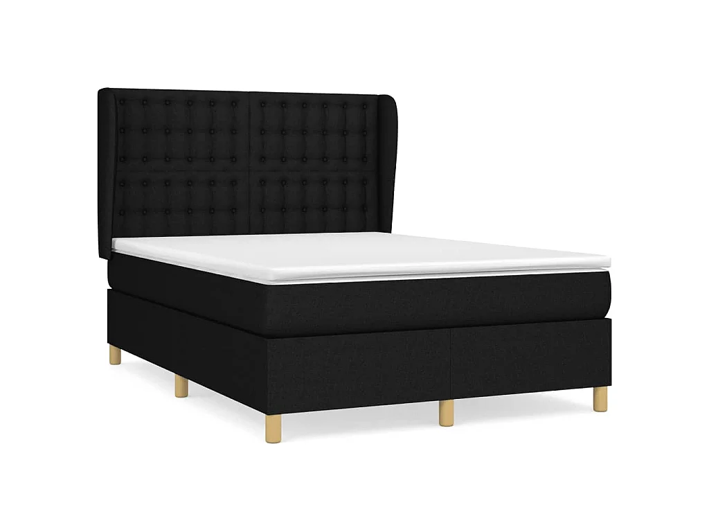 Boxspring met matras stof zwart 140x190 cm