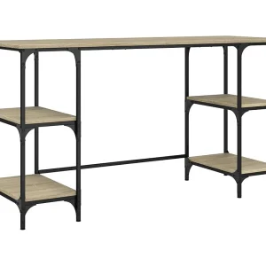 Bureau 140x50x75 cm metaal en bewerkt hout sonoma eikenkleurig