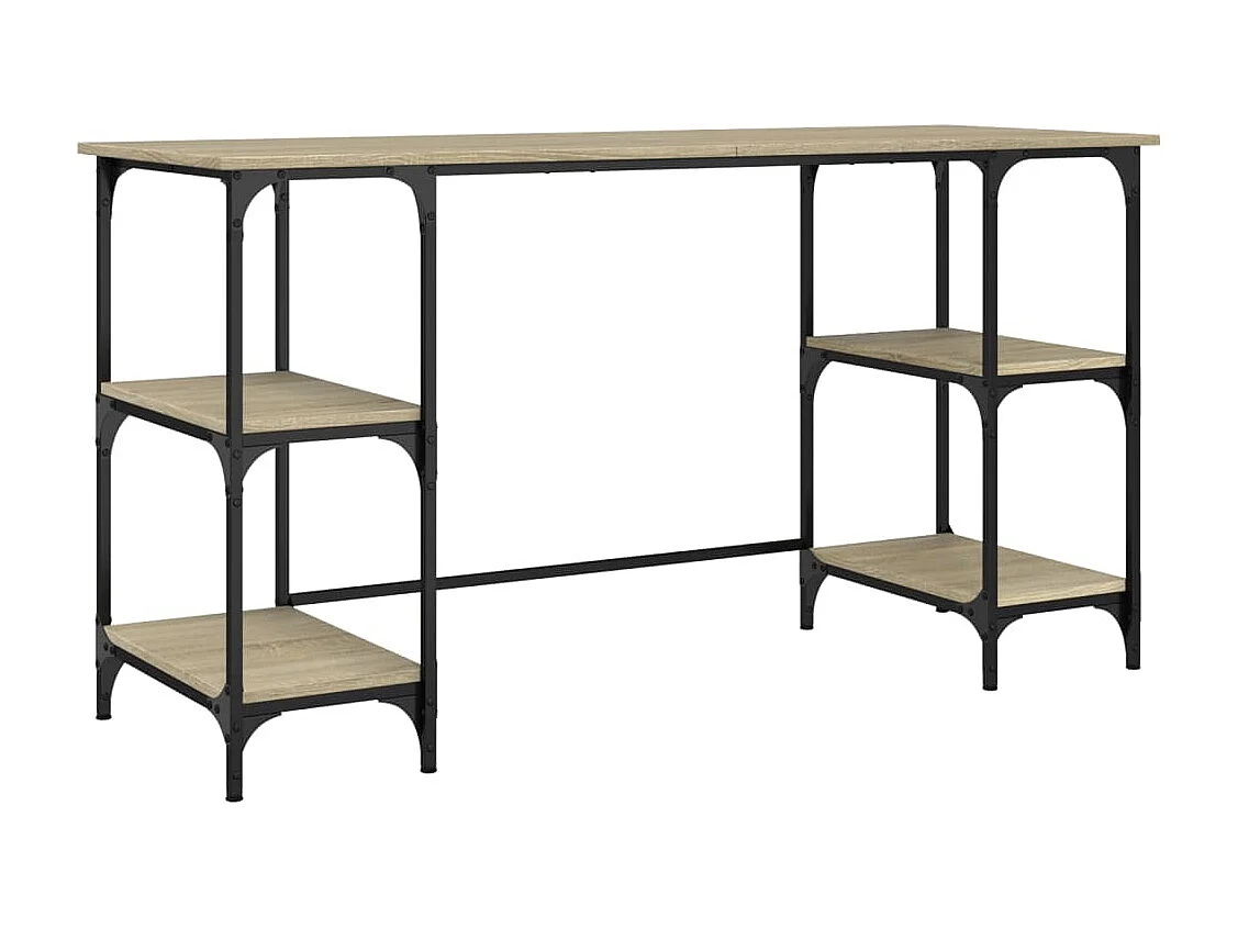 Bureau 140x50x75 cm metaal en bewerkt hout sonoma eikenkleurig