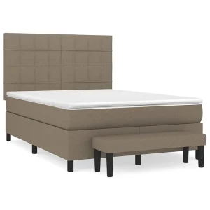 Boxspring met matras stof taupe 140×200 cm Boxspring met matras stof taupe 140×200 cm