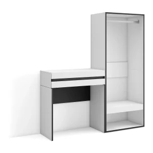 Consoletafel, haltafel, 130x35x145cm, Voor hal en entree, Open Kledingkast, Wit