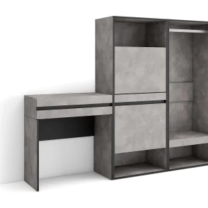 Consoletafel, haltafel, 190x35x145cm, Voor hal en entree, Schoenenkast, Open Kledingkast, Cement