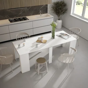 Console Eetting Table, 52x90x77cm uitbreidbaar tot 237cm, Capaciteit tot 10 diners, Woonkamer, hal, kantoor, Wit, Noordse stijl Console Eetting Table, 52x90x77cm uitbreidbaar tot 237cm, Capaciteit tot 10 diners, Woonkamer, hal, kantoor, Wit, Noordse stijl