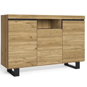 Buffet Sideboard, NATORE MODEL, 140x40x92cm, Woonkamer, hal, kantoor, Eik en zwart, Noordse stijl Buffet Sideboard, NATORE MODEL, 140x40x92cm, Woonkamer, hal, kantoor, Eik en zwart, Noordse stijl