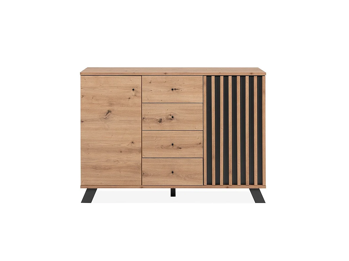 Buffet 2 deuren en 4 laden eikenhouten decor L118 cm - LUBLIN