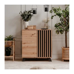 Buffetkast 2 Deuren Eiken Ambachtelijke Decoratie L80 cm – Lublin