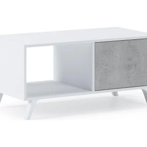 Central Low Table, Windmodel, 91,5x50x45cm, Woonkamer, hal, kantoor, Wit en cement, Moderne stijl Central Low Table, Windmodel, 91,5x50x45cm, Woonkamer, hal, kantoor, Wit en cement, Moderne stijl