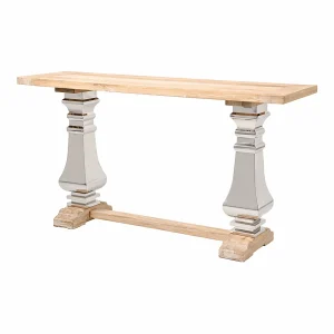 Consoletafel 160x85x45 cm chroom natuurlijk hout glamour gl1527