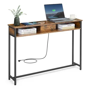 Consoletafel 25x120x81 cm bruin en zwart