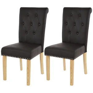 Chesterfield II eetkamerstoel (set van 2),  kunstleer, koffie, lichte poten