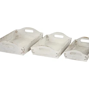 Dienblad MCW-C50 shabby look (set van 3),  wit, shabby