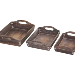 Dienblad MCW-C50 shabby look (set van 3),  bruin, shabby