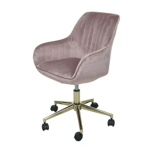 Bureaustoel MCW-J62 fluweel met armleuning, roze Bureaustoel MCW-J62 fluweel met armleuning, roze