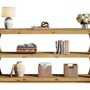 Consoletafel van 160 cm met opbergruimte in 3 vakken, lange smalle haltafel in landelijke stijl voor de entree. Consoletafel van 160 cm met opbergruimte in 3 vakken, lange smalle haltafel in landelijke stijl voor de entree.