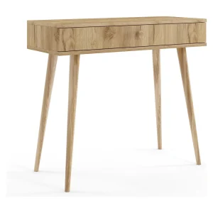 Console NATURA 90 cm Goud Eiken met 1 lade Kaptafel Boho Console NATURA 90 cm Goud Eiken met 1 lade Kaptafel Boho