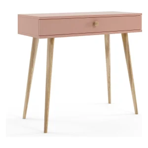 Console NATURA 90 cm Poederroze met 1 lade Kaptafel Boho Console NATURA 90 cm Poederroze met 1 lade Kaptafel Boho