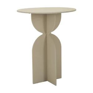 Crèmekleurige metalen salontafel ø 45×58 cm Crèmekleurige metalen salontafel ø 45×58 cm