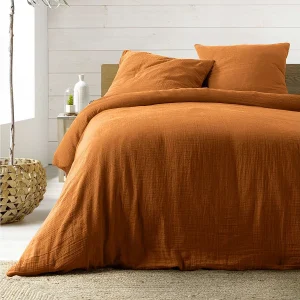 Dekbedovertrek van Dubbele Katoenen Gazen 240×220 cm Bruin met 2 Kussenslopen 63×63 cm – Drukknopsluiting, Thermoregulerend Comfort Dekbedovertrek van Dubbele Katoenen Gazen 240×220 cm Bruin met 2 Kussenslopen 63×63 cm – Drukknopsluiting, Thermoregulerend Comfort