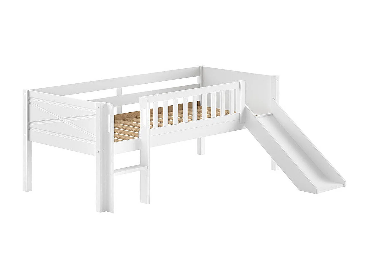 Cama Vipack Scott Meia Altura Escorrega Base PETITS-MEUBLES Branco (90x200)